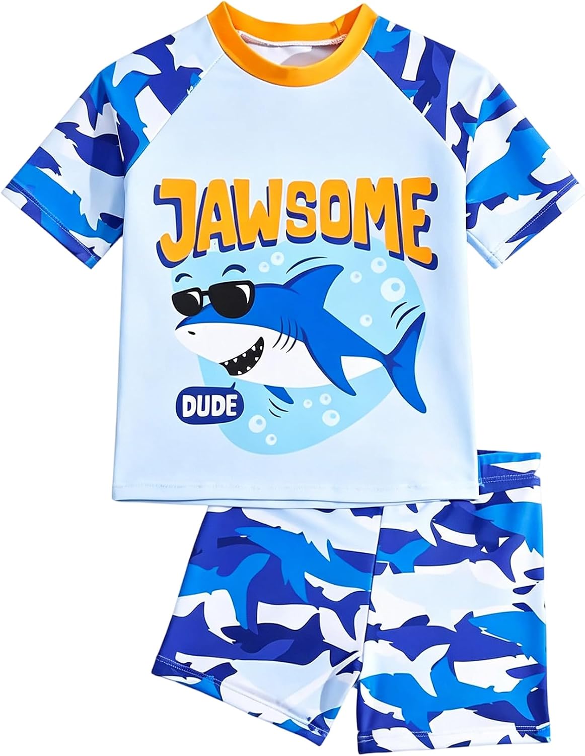 Toddler Swimsuit Boy 2 Piece Boys Swim Set Short Sleeve Swimming Shirt Trunks Rash Guard Bathing Suits for Kids