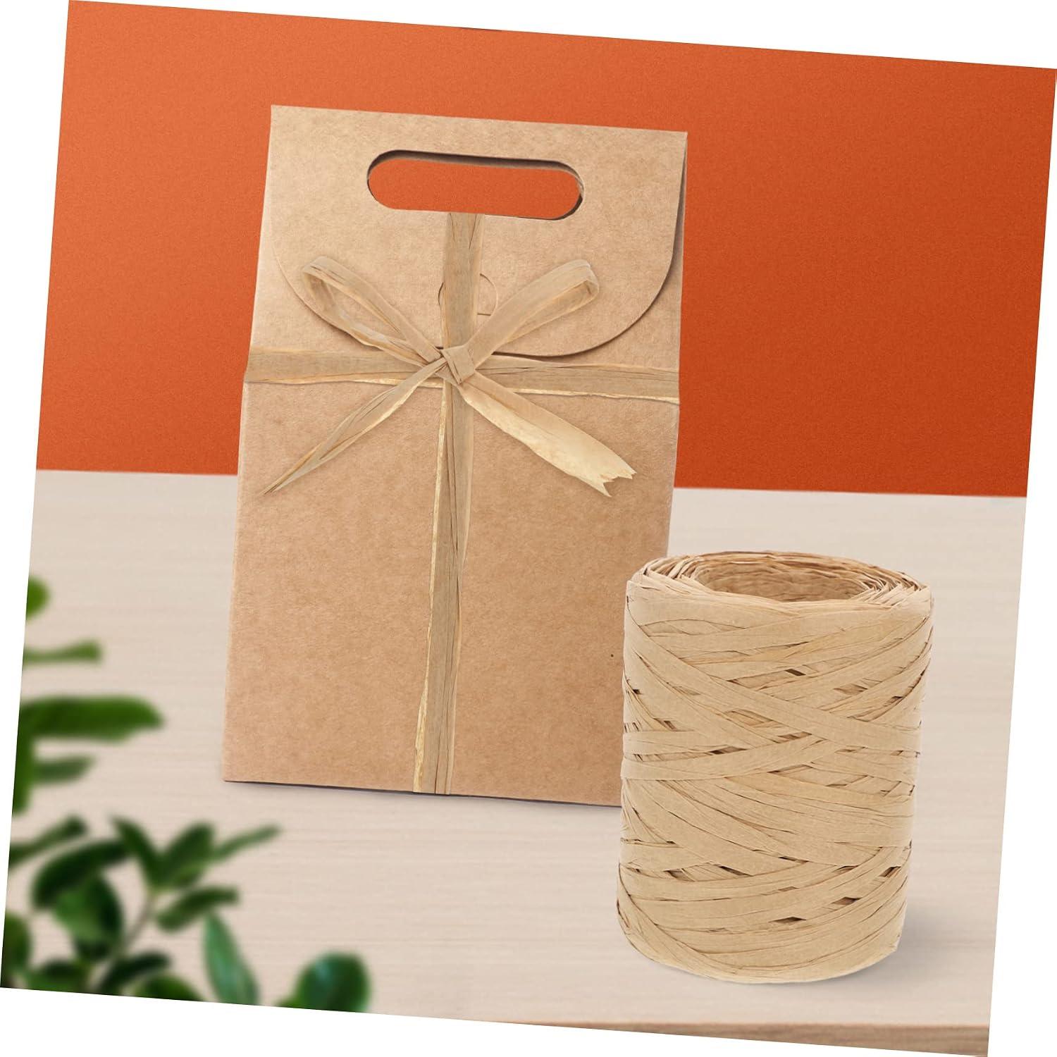 1roll Raffia Paper Rope for Craft Projects Decorative Ribbon for Wrapping Home Decor and Wedding Decorations of Natural Color