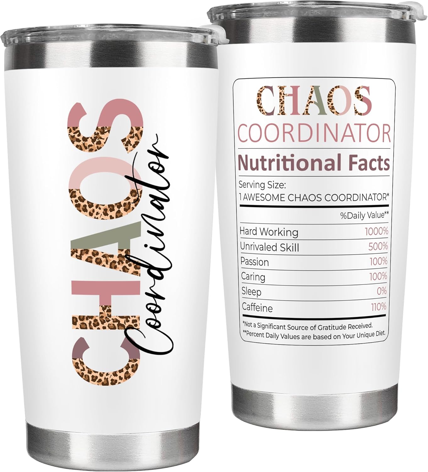 Thank You Gifts for Women, Boss, Coworker, Manager, Office, Assistant, Teacher, Nurse, Mom - Chaos Coordinator Gifts - Boss Lady Gift Ideas for Women - 20 Oz Tumbler with Lid