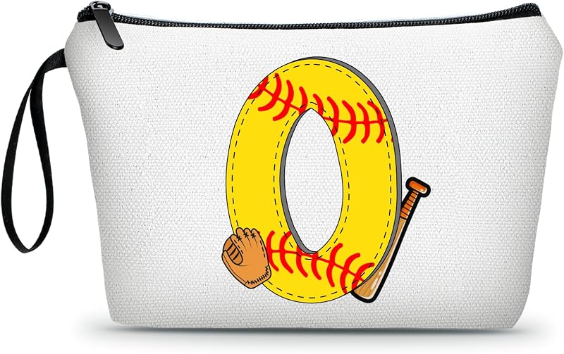 Necessaire de maquiagem ARIOSEY com estampa de softball, lona, zíper e alça