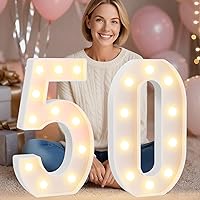 Vista 64 de Pooqla Letras y Números Decorativos con Luces LED, Letras y Números de Neón de Plástico Blanco para Decoración de Fiestas, Bodas, Funciona