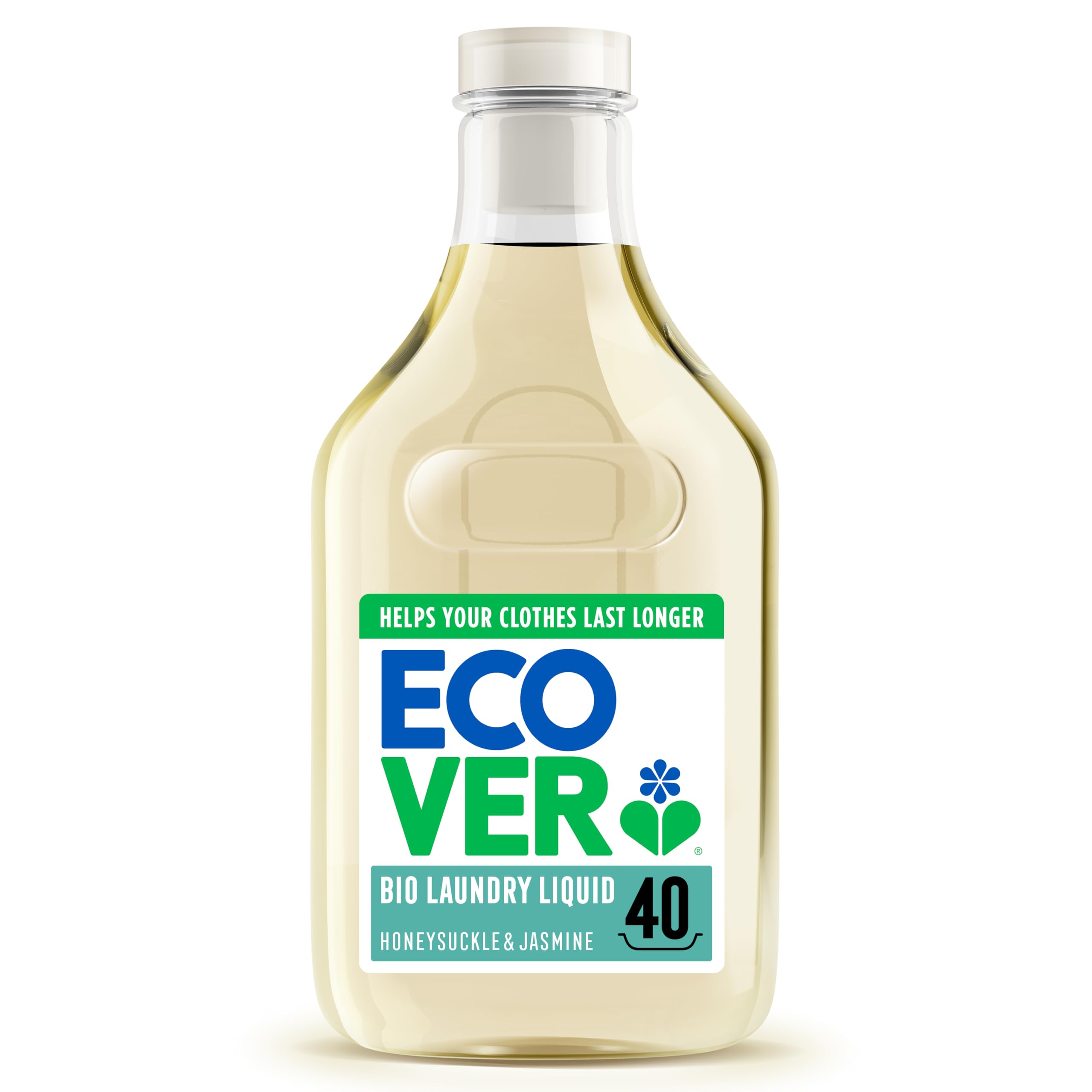 Concentrated Bio Laundry Detergent, Laundry Washing Liquid, Fresh Honeysuckle & Jasmine Scent 1x 40 Washes, 1x 1.43L