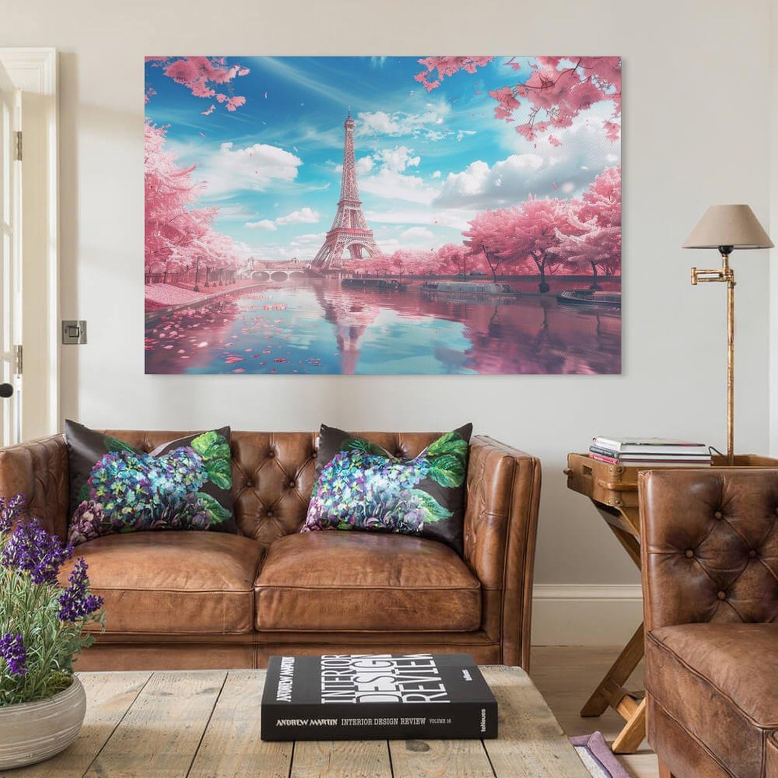 Amazon.co.jp: 絵画 エッフェル塔の下で咲く桜インテリア 絵画 雄大な
