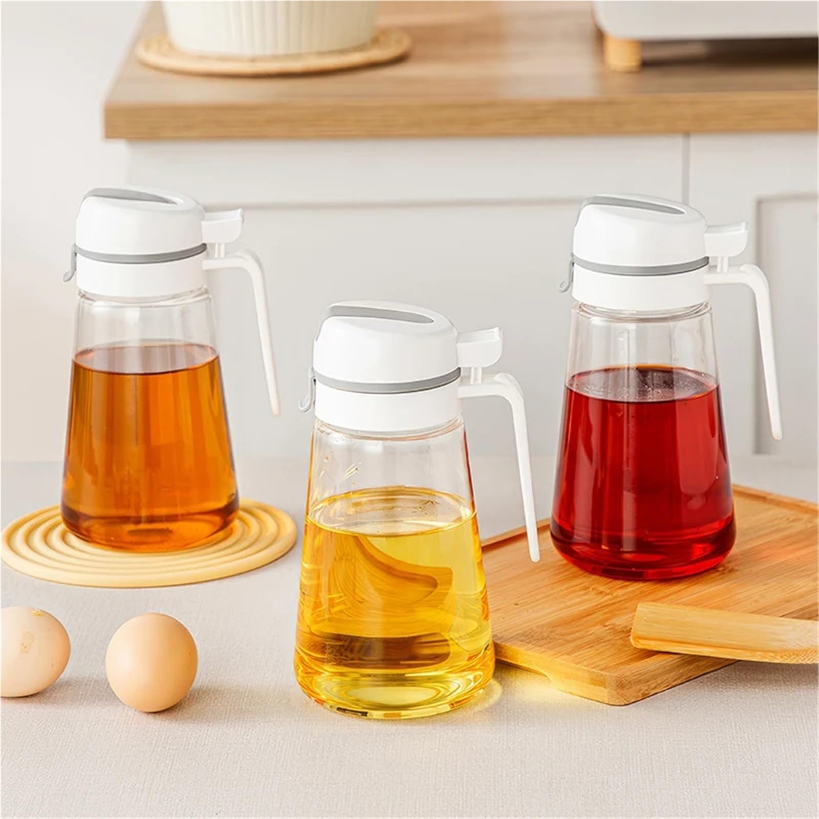 aceitera Dispensador de aceite oliva, recipiente vidrio for salsa soja, jarabe café y cocina(350ml)