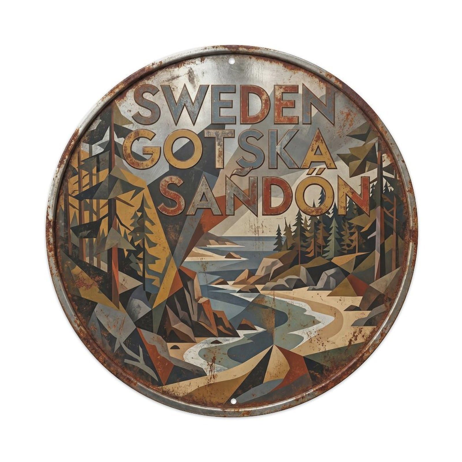 Gotska Sandon Wilderness Swedish Cubist Classic Scenery Metal Tin Sign