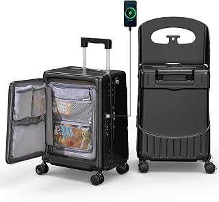 Ride-On Suitcase for Kids & Adults Lightweight 9.5lbs Carry-On Luggage with Seat Airline Approved 40L Hard Shell Travel Suitcase with TSA Lock & 360° Spinner Wheels For Boys, Girls, Family Travel