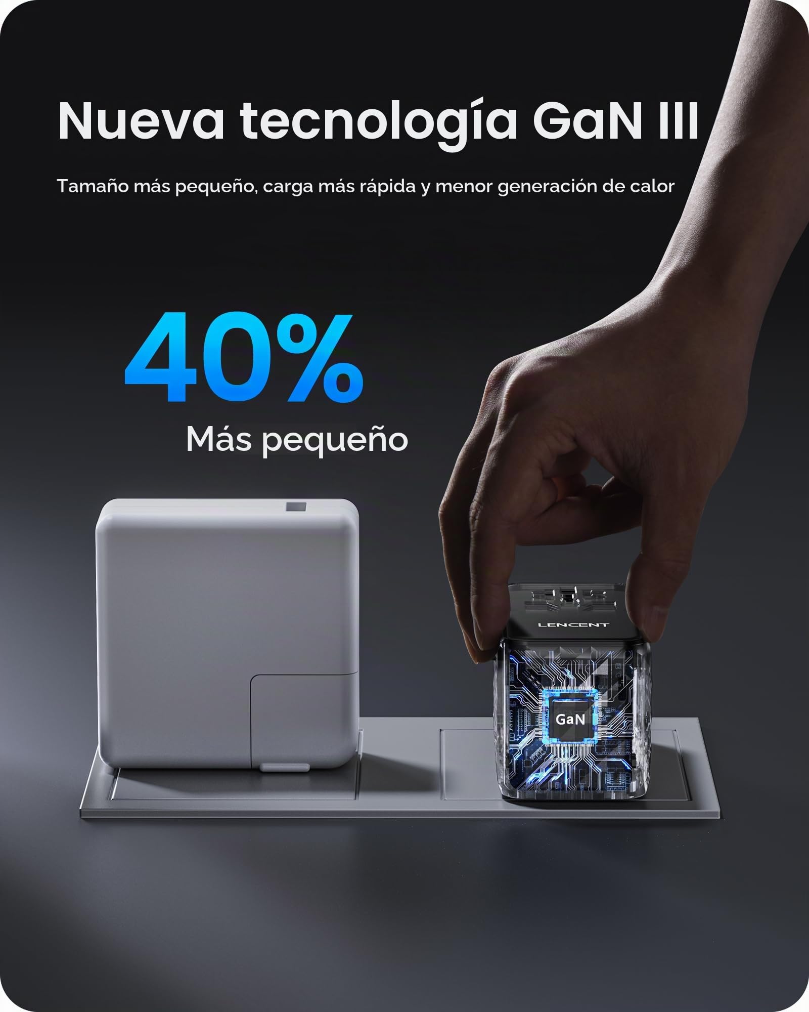 LENCENT Adaptador de Viaje Internacional 140W, Adaptador Universal | 1 USB-A y 3 USB-C, Adaptador Enchufe Carga Rápida para Phone, Teléfono, Ordenadores Portátiles, para EE.UU./UK/EU/AUS, Negro