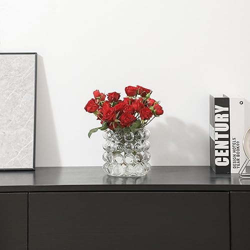 Miniatura 3 de Jarrón de burbujas de vidrio, jarrón transparente para flores, pequeños jarrones de vidrio, jarrones cortos de flores para sala de estar,