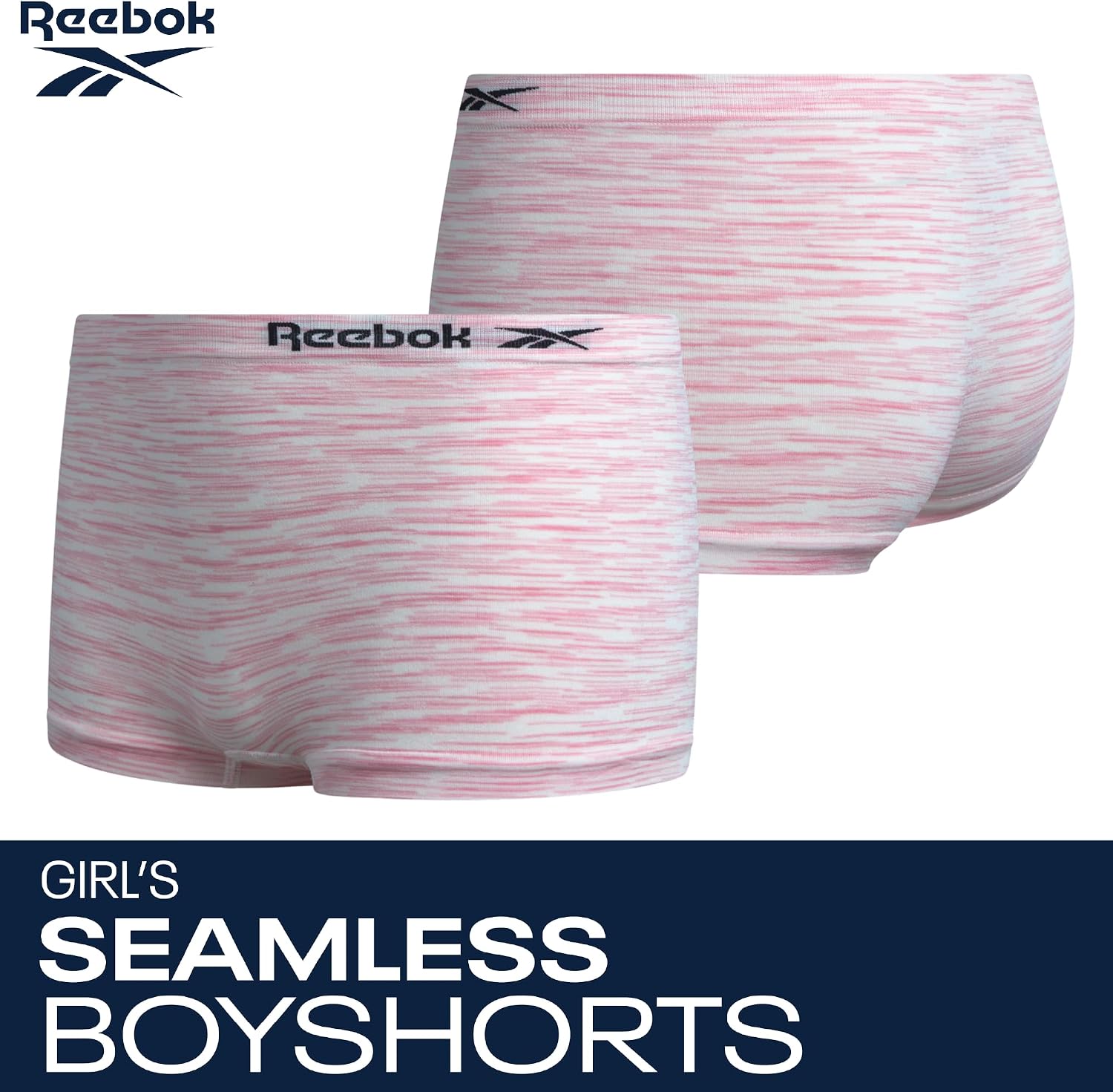 Reebok Girls Boyshorts Underwear - 10 Pack Stretch Comfort 2" Inseam Boyshort Panties - Soft Seamless Underwear for Girls