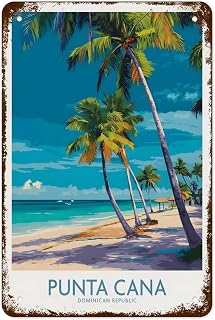 Punta Cana Poster Tin Sign Metal Vintage Travel for Home Living Room Bedroom Wall Decor 8x12inch(20x30cm)