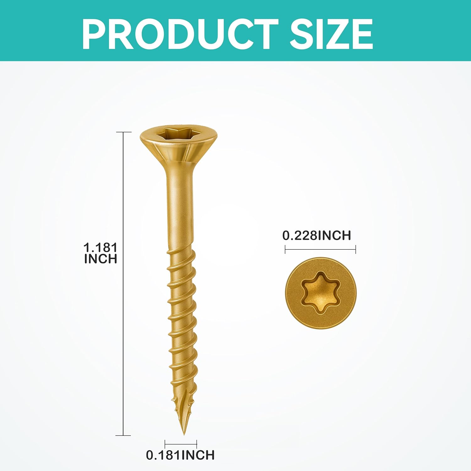 Wood Screws Yellow Torx Star Drive #4 × 1-1/4 inch Deck Screws Flat Head Countersunk T10 Self Tapping Thread Cut 780pcs M3 × 30 Galvanized Carbon Steel Very Small Size Screw(780PCS/Yellow/2LB)