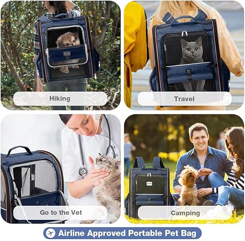 Miniatura 6 de Lekebobor Mochila grande para gatos y gatos mochila expandible para perros pequeños gatos medianos que se adapta a hasta 18 libras mochila para