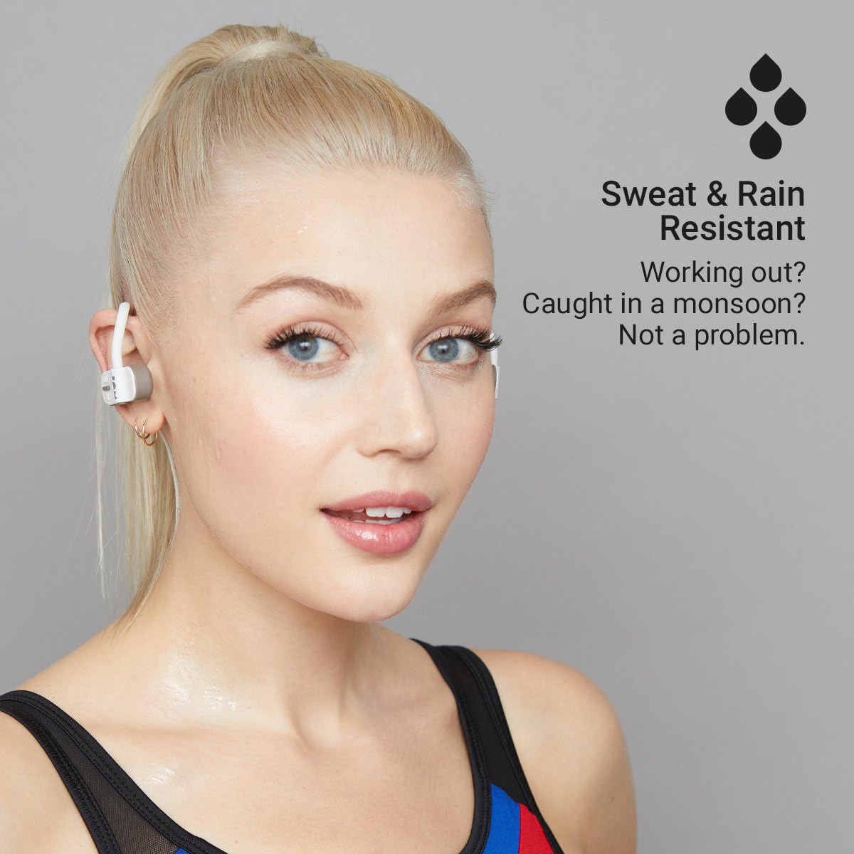 JAM Live Fast Workout Earphones 30 ft. Bluetooth Range, IP67 Sweat Resistant Earbuds 3 Sizes Included, 12 Hour Battery Life, Hands-Free Calling Gray