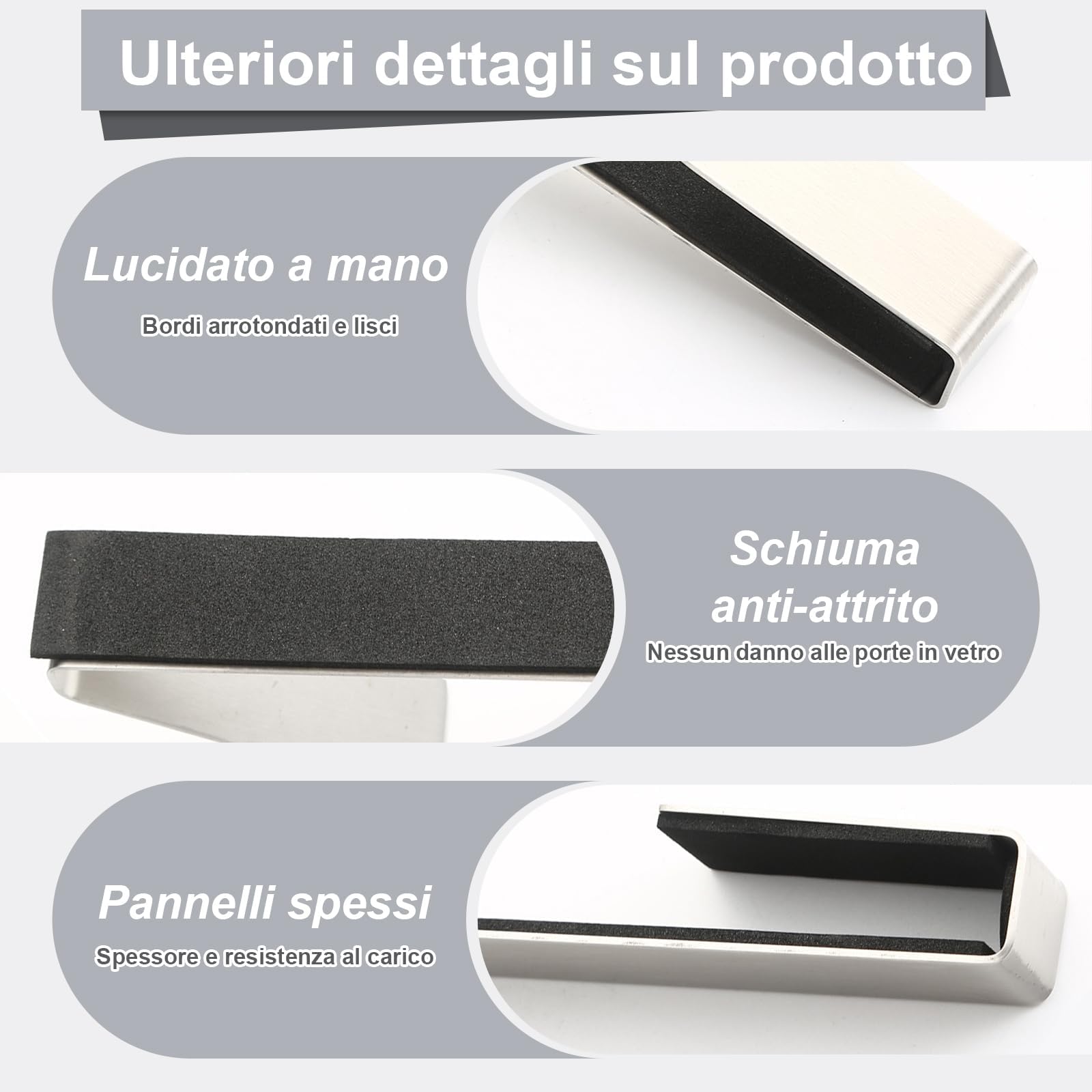 Scettar 3 Pezzi Ganci Bagno Senza Forare Portatile - Portaasciugamani Acciaio Inox 304, Appendi Accappatoio per Porta Doccia In Vetro Senza Telaio, Cucine e Camere Da Letto