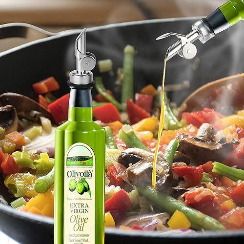 Miniatura 6 de 6 vertedores de botellas de licor, boquilla dispensadora de aceite de oliva abatible automáticamente, boquillas de acero inoxidable con peso,