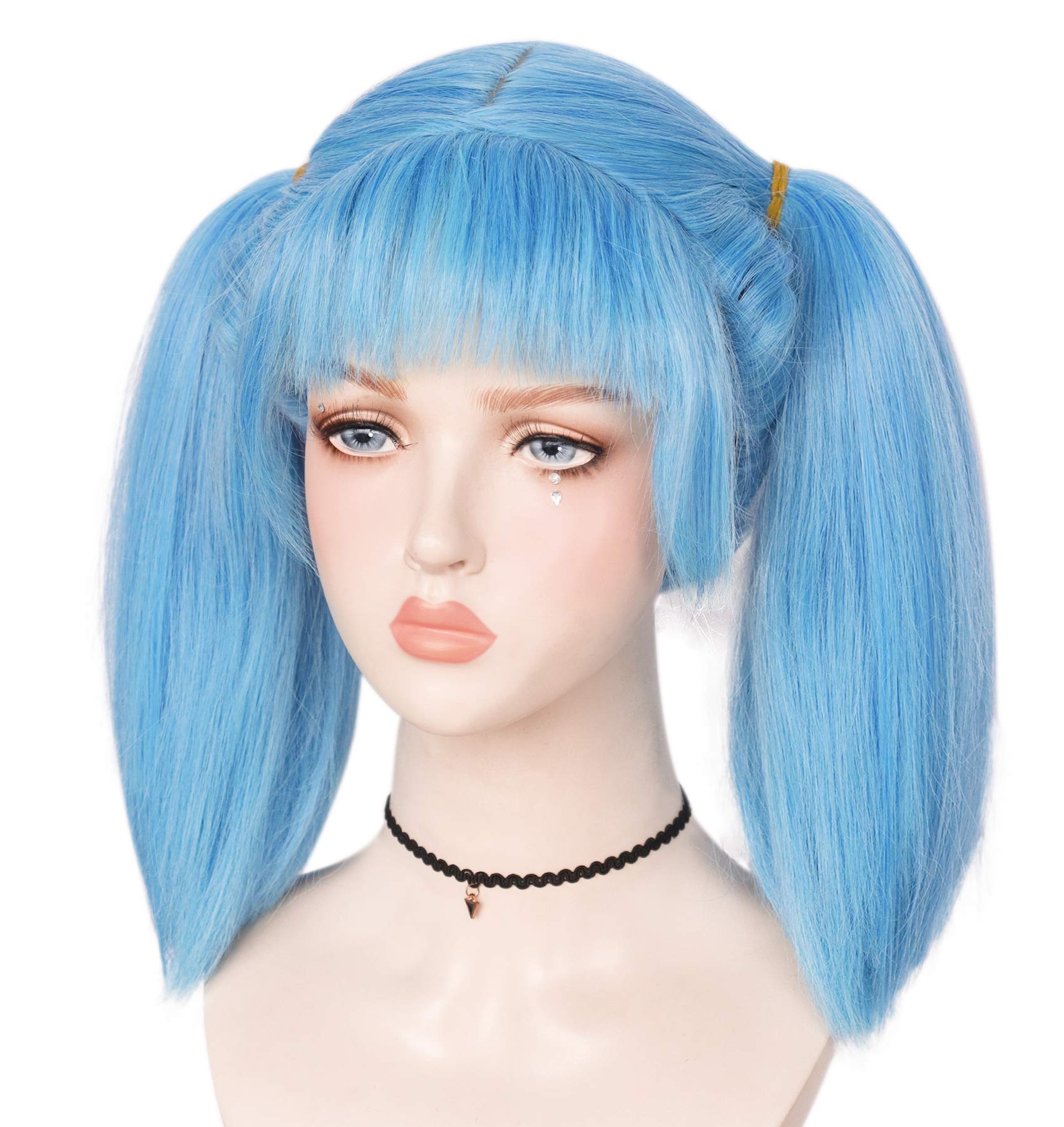 Amazon.com: JoneTing Blue Wig with Pigtails【+ Hair Cap  display picture 2
