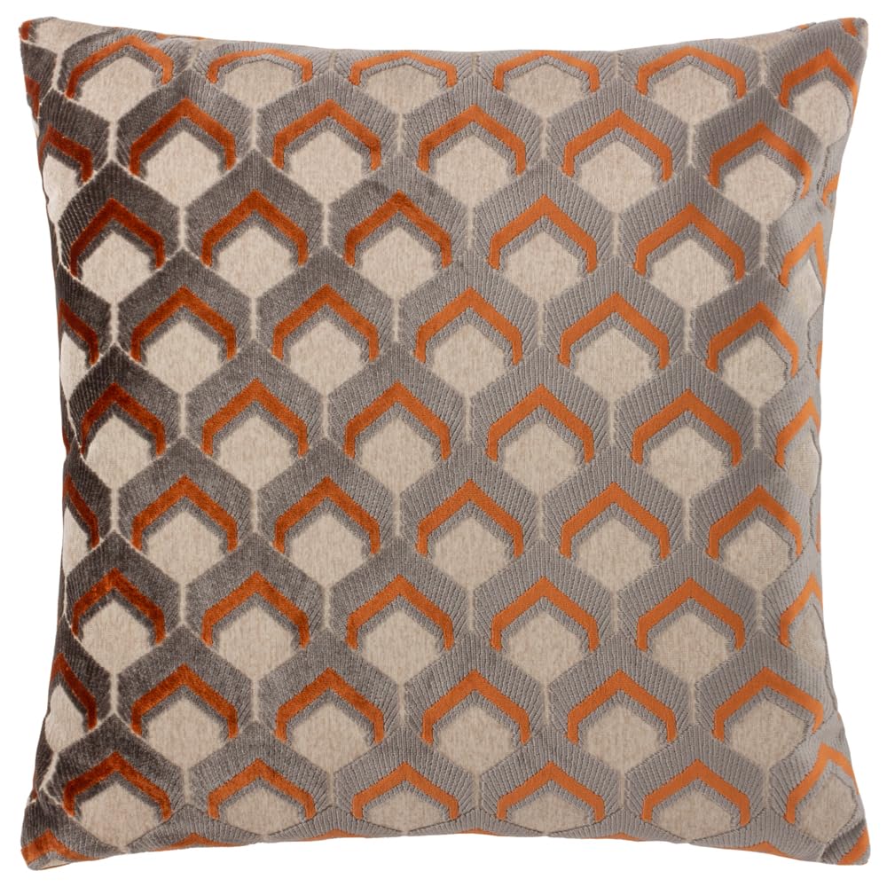 Paoletti Ginger/Grey Ledbury Velvet Jacquard Cushion Cover