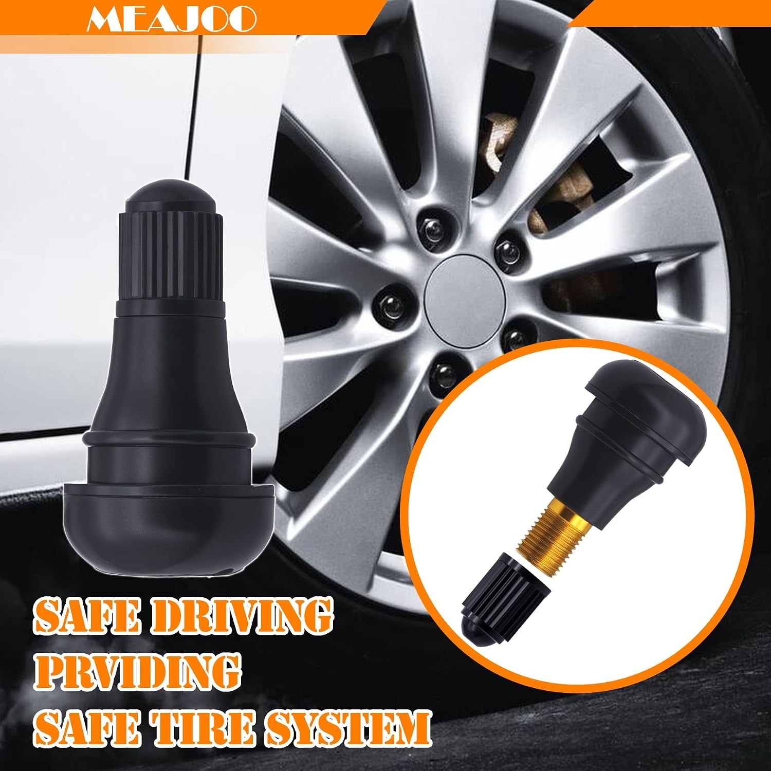 5PCS TR412 Tubeless Tire Valve Stems, Snap-in Rubber Valve Stems for 0.453 Inch 11.5mm Rim Holes on Standard Vehicle Tires, with 5Pcs The Upgraded Version Tire Valve Stem Caps