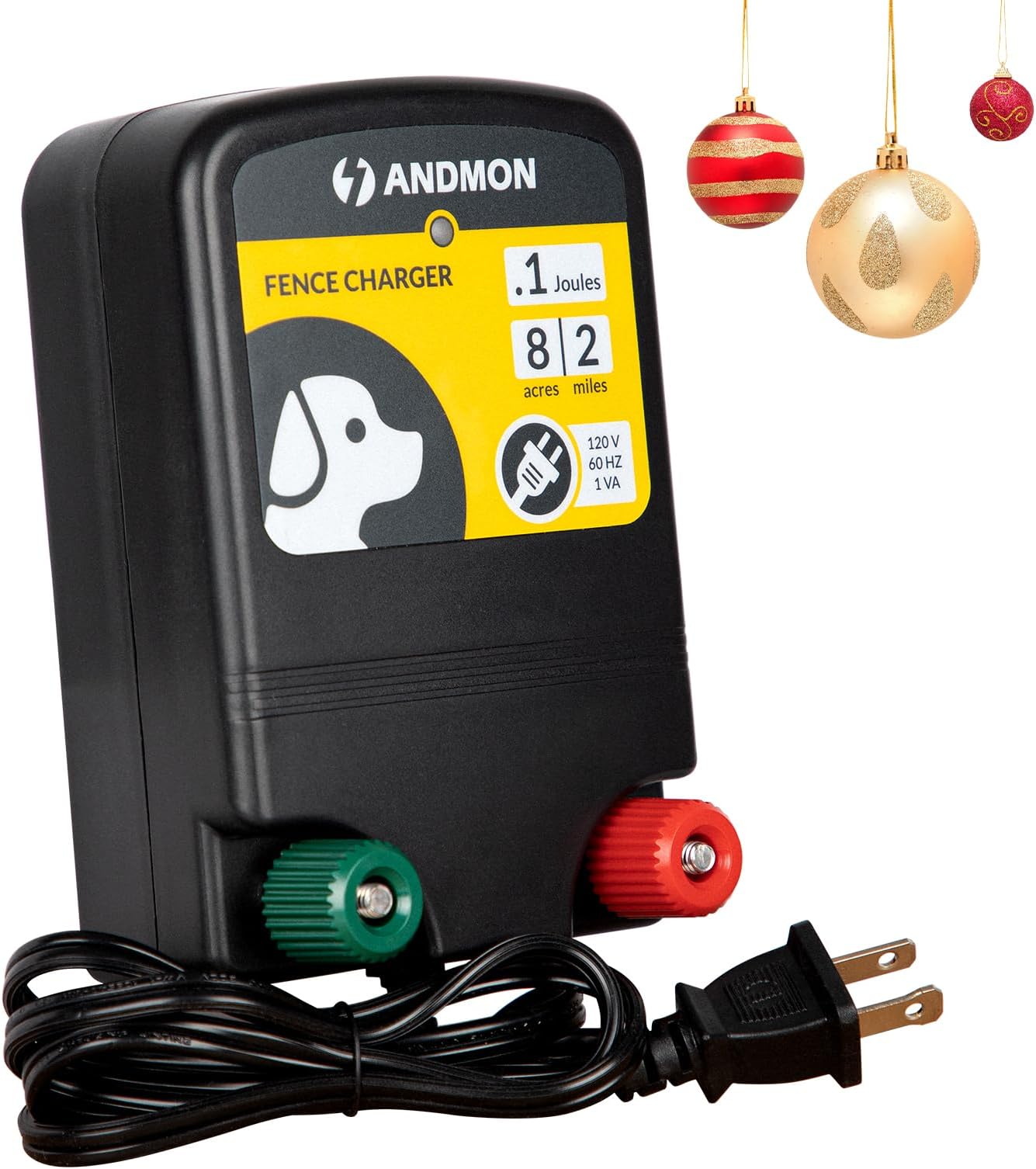 AC10 Electric Fence, 2-Mile/ 8 Acres Electric Fence Charger for Preventing to Prevent Bears, Raccoons, Skunks Intruding, Electric Fence Energizer Output Voltage 5000 v 0.12 Joule