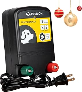 0.12 Joule Electric Fence, AC-Powered Electric Fence Charger for 2 Miles & 8 Acre Protection, Electric Fence Energizer Ideal for Gardens, Backyards & Small Livestock