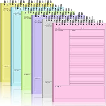 6 Pcs Notepads 50 Sheets 6.5 x 9.8 Inch, 6 Multi Colors Spiral Daily Planner Notebooks with Multiple Functional Sections for Classroom Office Plan Work ScheduleCornell Notes,Light Colors