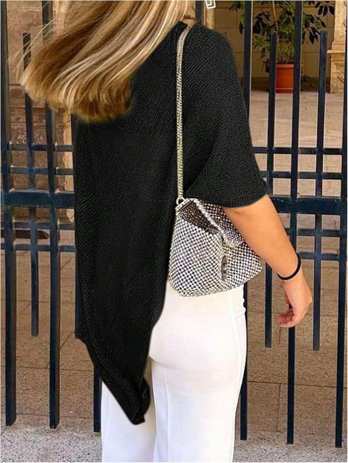 SHENHE Women's Sheer Poncho Shrug Top Lightweight Flowy Knit Sweater Poncho Pullover - Image 3