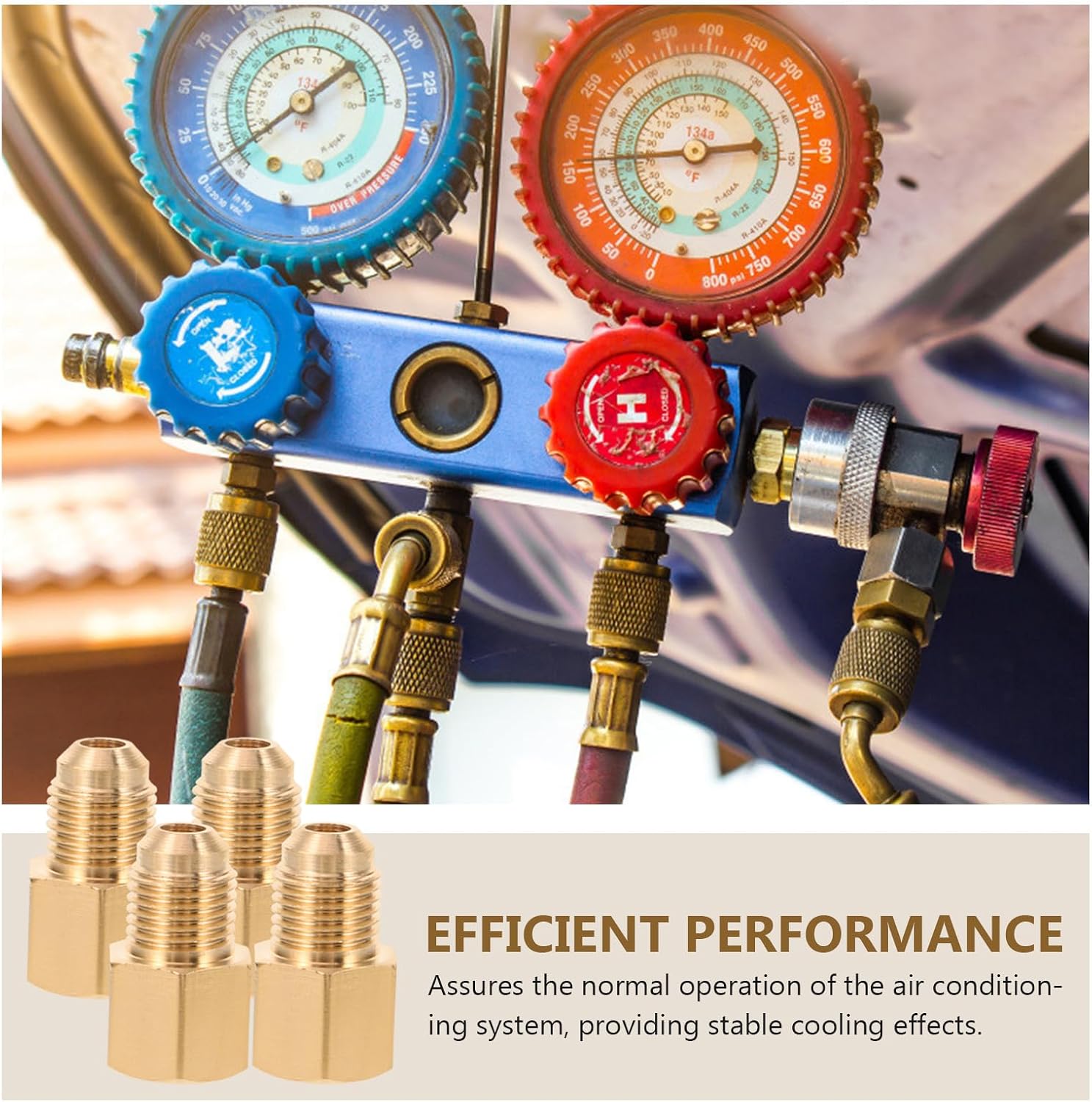 4 Pack Copper HVAC Refrigerant Adapter Kit, R22 to R410A Conversion Connectors, Metric to SAE Adapter Fittings for AC Vacuum Pumps, Home and Compatible Auto Air Conditioning Systems