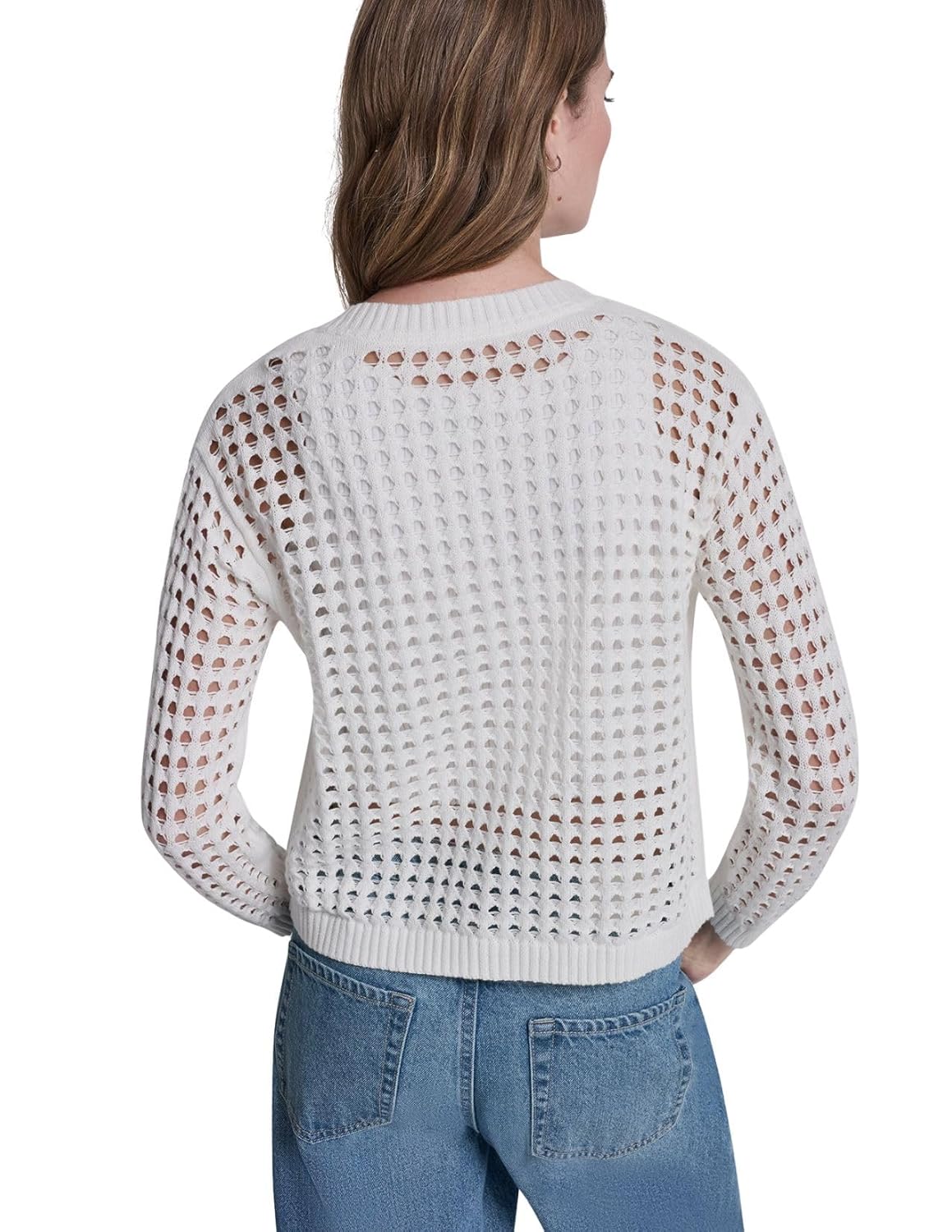 DKNY Women's Long Sleeve Open Stitch Cardigan