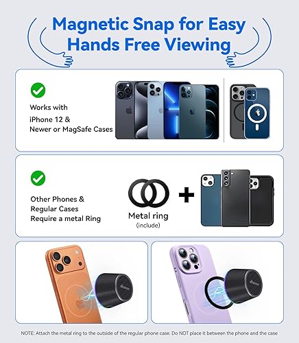 Miniatura 3 de Pequeño altavoz Bluetooth regalos para adolescentes: regalos de San Valentín para él y ella, altavoz magnético portátil 3 en 1 con luces de 9 modos,