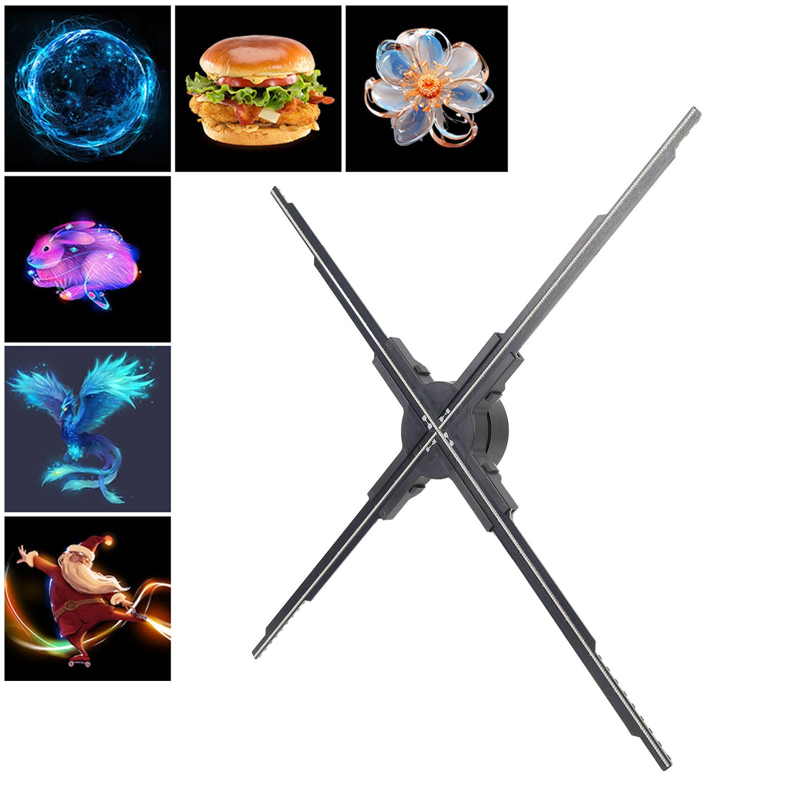 Fabater 3D-Hologramm-Lüfter, 60 cm, 645 X 1400 P Auflösung, 645 LEDs, Holografischer Projektor mit WiFi-APP-Fernbedienung, Lüfterprojektor für die Ausstellung (EU-Stecker)