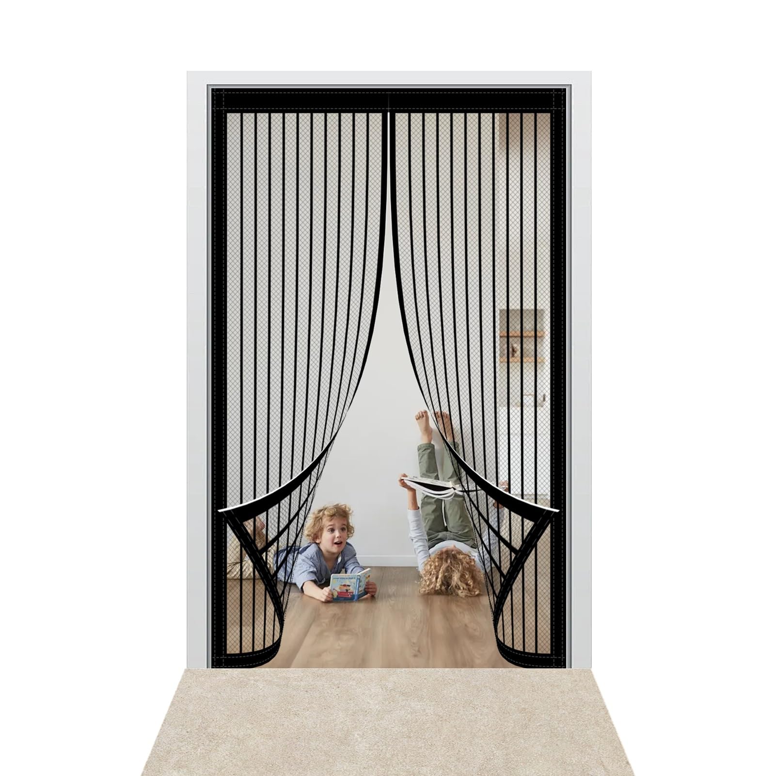 Zanzariere Magnetiche per Porte Finestre 201 x 284 cm Si Chiude da Sola Zanzariera Magnetica per Porta Non È Necessario Praticare Fori Adatto a Bambini e Animali Domestici, Nero
