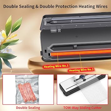 Vacuum Sealer, 70KPA Powerful Pro Food Saver Vacuum Sealer Machine, Full Automatic with Double Heat Seal, Liquid, Wet, Dry Modes with External Vacuum System, Built in Cutter & 15 Vacuum Bags