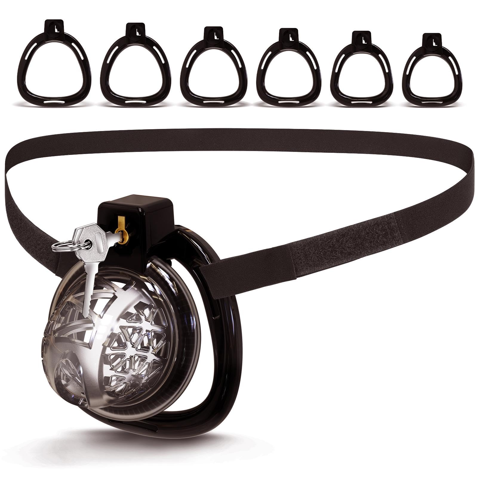 UTIMI Male Chastity Belt Lightweight Silicone Bondage Cage Black Large