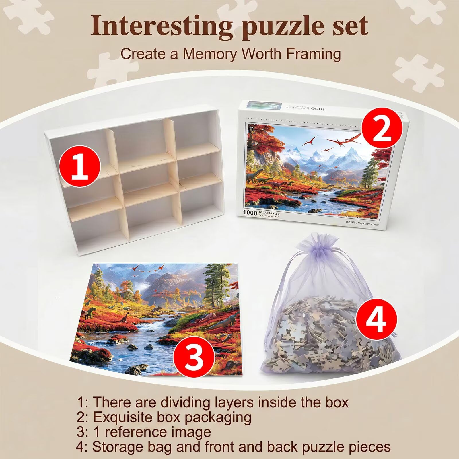 Puzzle 2000 Pezzi Classici, Puzzle Dinosauro mondo 99 x 70 cm, Gioco Educativo e Antistress in Legno con Poster Incluso, Ttività DIY per Famiglia, Regalo per Appassionati, Decor Parete Casa, f0-598