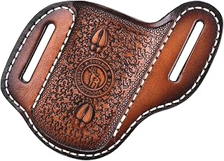 Tourbon Genuine Leather Pocket Folding Knife Sheath 1.9" Large Diameter Open for 1.5" Wide Belt Draw Knives Carrier Men EDC Holster