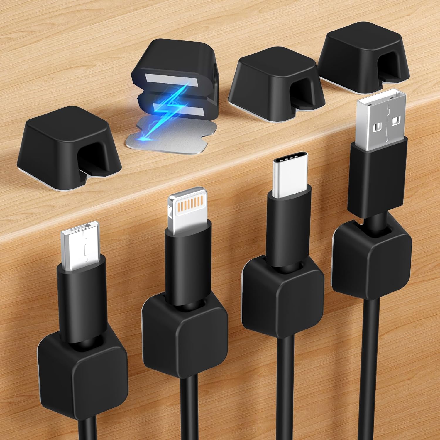 Organizador magnético para cables Viaky 8 piezas negro
