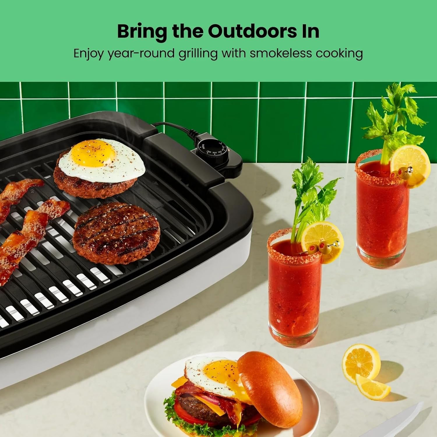 6-Person Electric Indoor Grill - Smokeless Stainless Steel Grill with Temperature Control for Family Meals & Gatherings