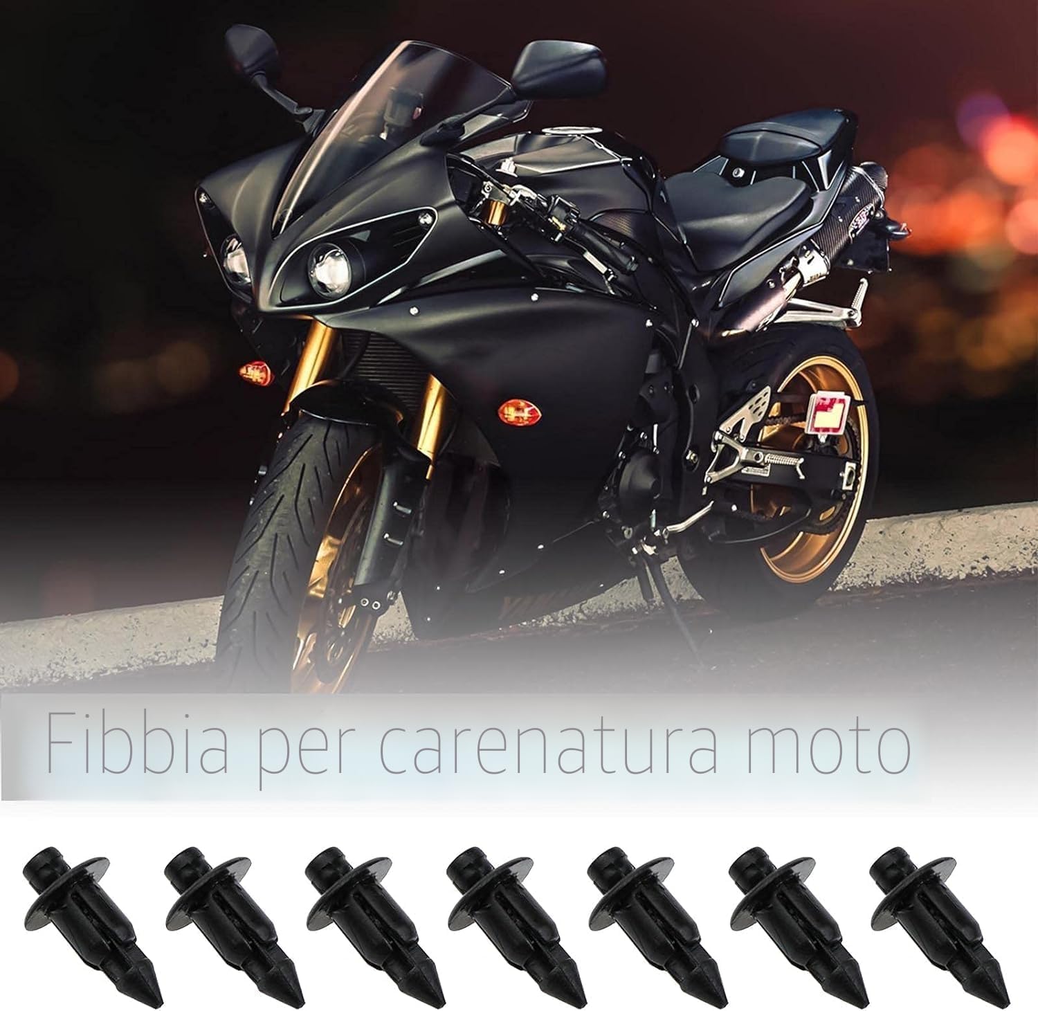 Alrens 35 PZ Rivet in Plastico per Carenatura Bici, Clip di Fissaggio a Rivetto per Moto, Viti a Spirale a Velocità di Attacco, Clip, Dado Nero, Foro di 6mm con Honda/Compatibile con Yamaha/con Suzuki