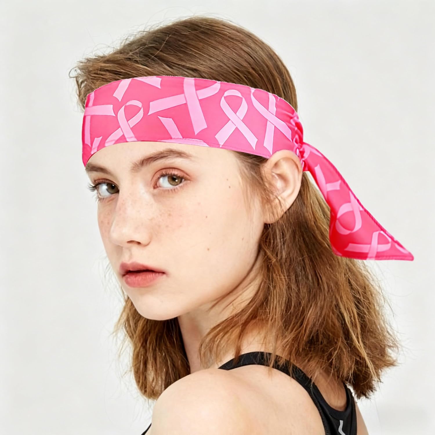 Breast Cancer Awareness Headband Set for Women, 2PCS Pink Ribbon Headbands Breast Cancer Headband Hair Accessories for Awareness Walk, Workout, Survivor Support Events