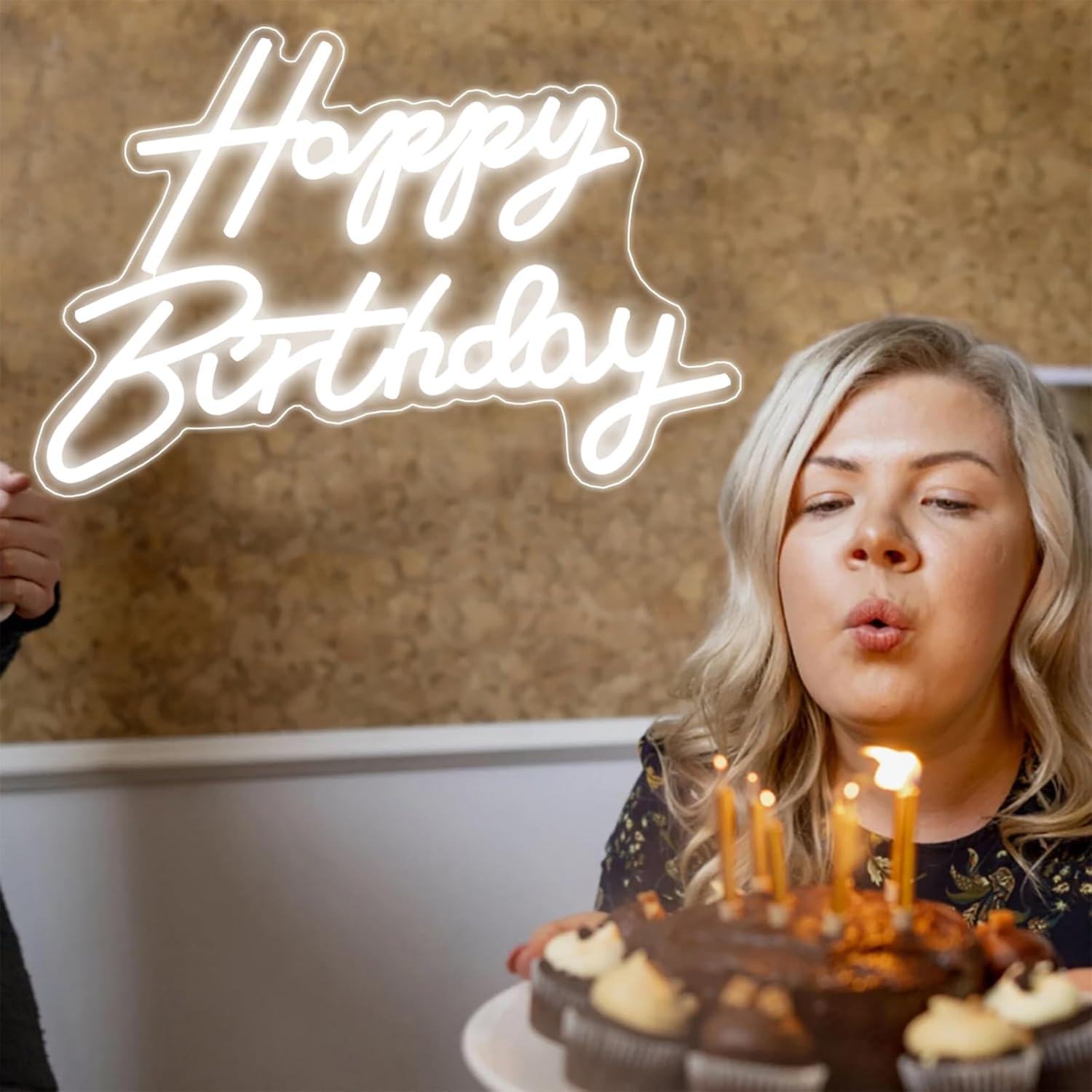 STRTT LED Neon Happy Birthday Sign Night Light Birthday Party Decorations White USB Operated Decorative for Backdrop Party Bedroom Wall Décor 5v