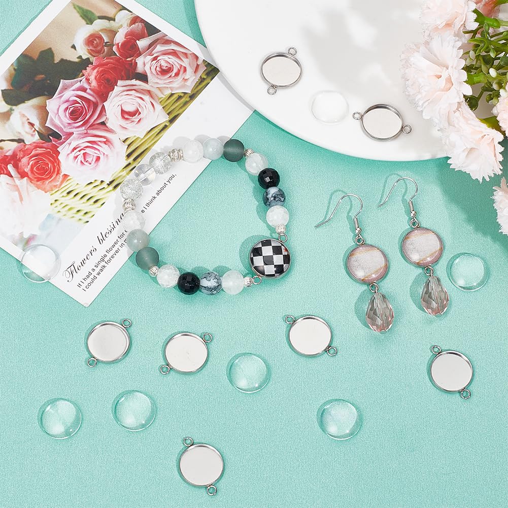 40 Set Connettori Cabochon Per Gioielli - 4 Misure 8/10/12/14mm In Acciaio Inossidabile Dorato Con Vetri - Foto 7