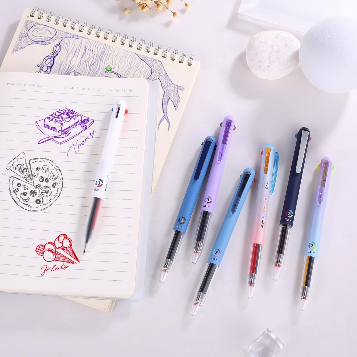 6Pack Multicolor Pens,0.5mm 3-in-1Multicolor Gel Ink Pen,18 Colors Retractable Gel Ink Pens for Office, School Supplies (Multicolor) - Image 7