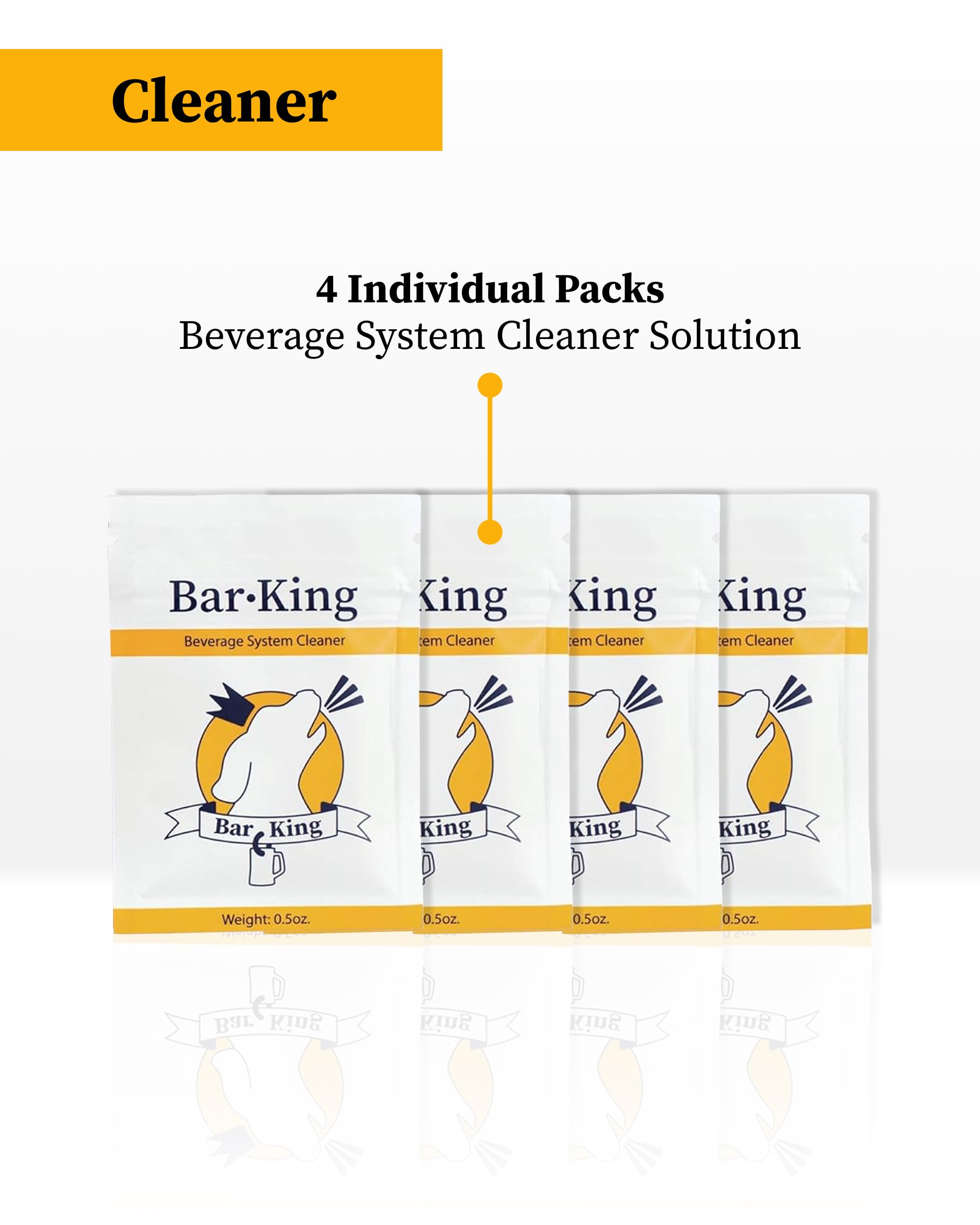 Bar-King Limpiador de líneas de cerveza, 4 paquetes de limpieza individuales