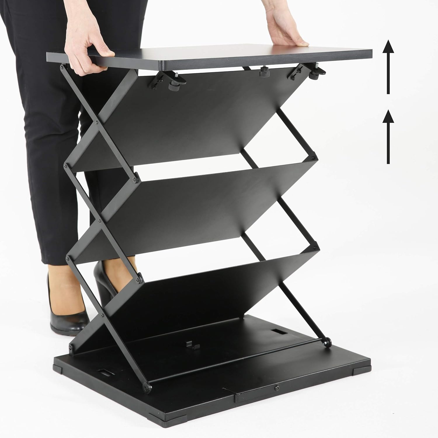 M&T Displays Foldable Counter with Steel Literature Holder and Carrying Bag, Magazine Rack, Brochure Display Stand, Catalog Leaflet, Flier for Fair, Conference, Showroom (Black,... - Image 3