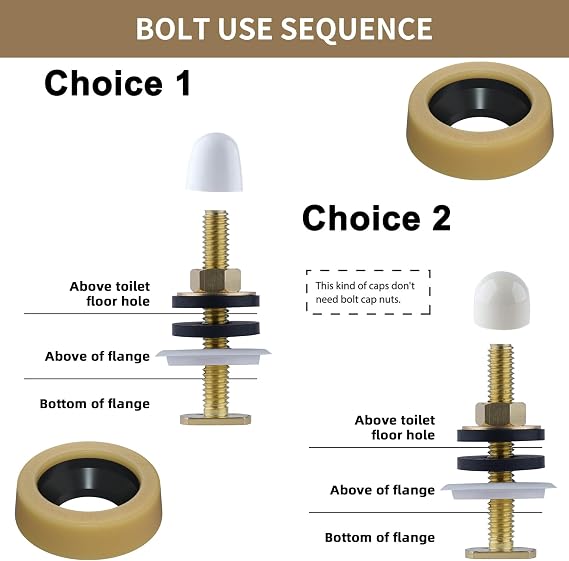 iFealClear Extra Thick Wax Ring Kit for Toilet, 40 mm Thick Toilet Wax Ring Seal with Brass Bolts, Bolt Caps, PE Flange and Retainers for 3 inch or 4 inch Waste Lines for Gas, Odor, Watertight Seal