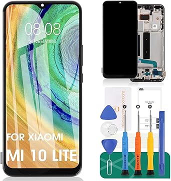 Incell for Xiaomi Mi 10 Lite 5G Screen Replacemnt for M2002J9G M2002J9S LCD Screen TFT Display for Xiaomi Mi 10 Lite 5G Touch Screen Digitizer Assembly with Frame Repair Kits