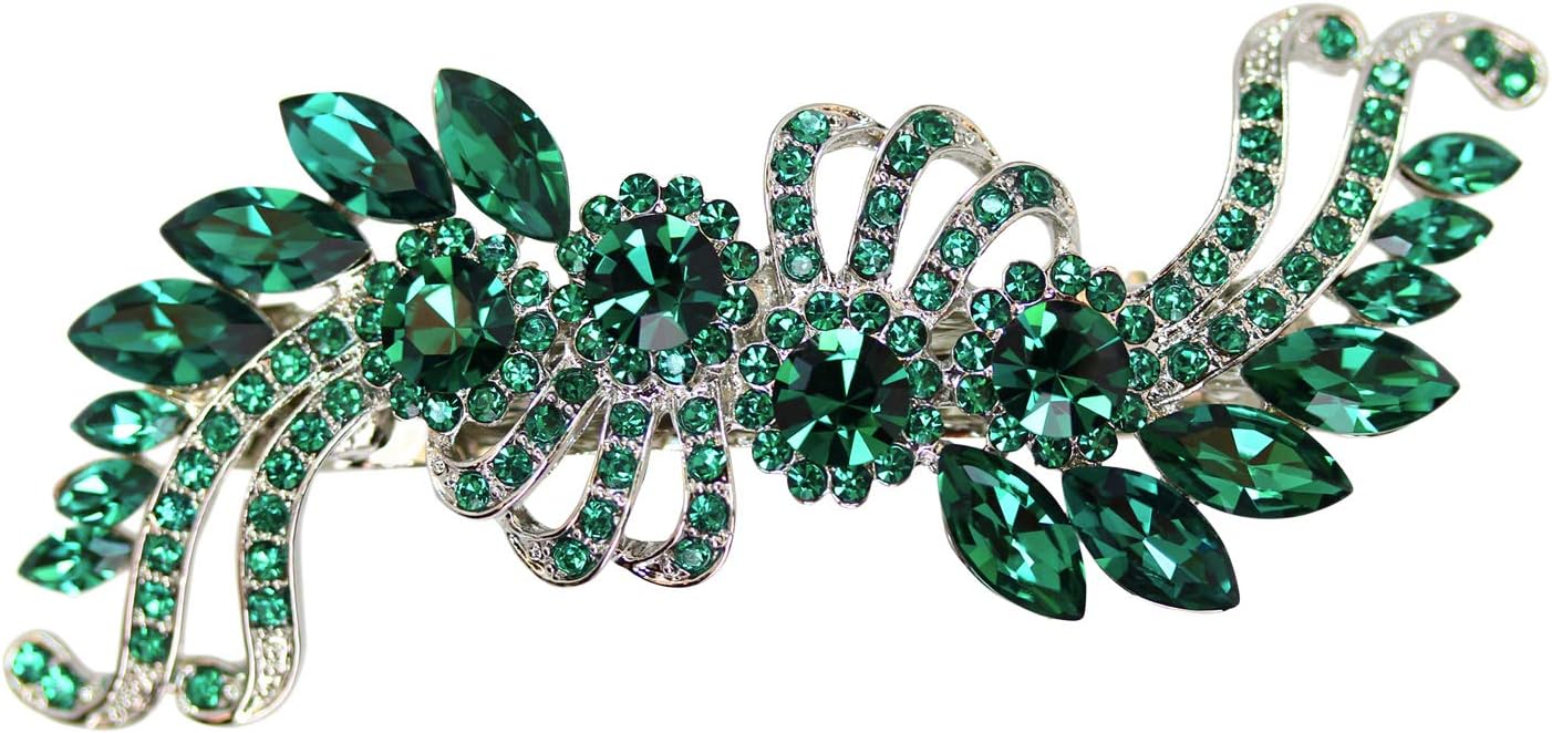 Faship Gorgeous Emerald Green Crystal Hair Barrette Clip
