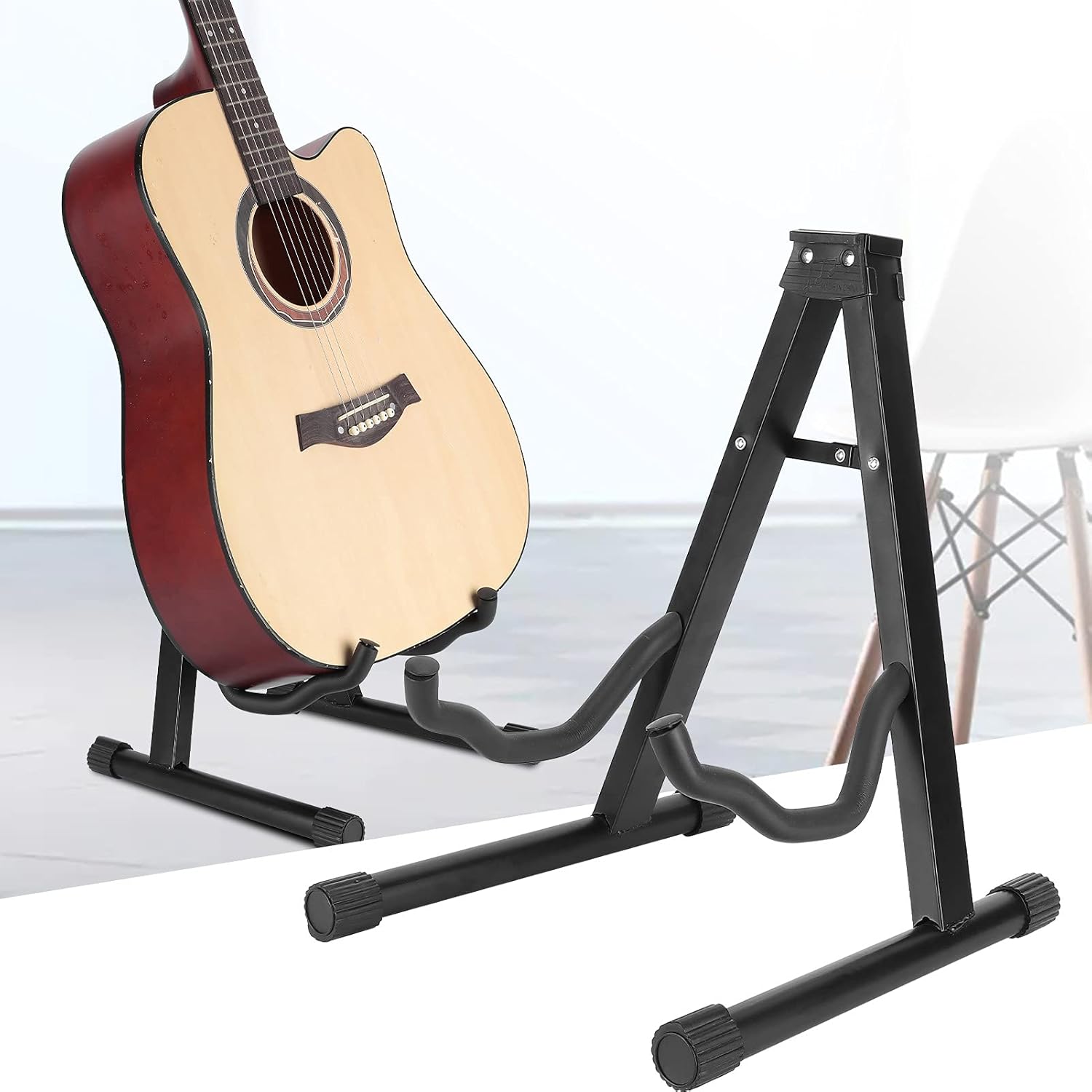 Amazon ギタースタンド、ギターディスプレイスタンド ブラック ポータブル 折りたたみ式 軽量 収納 スポンジアーム エレキギター用