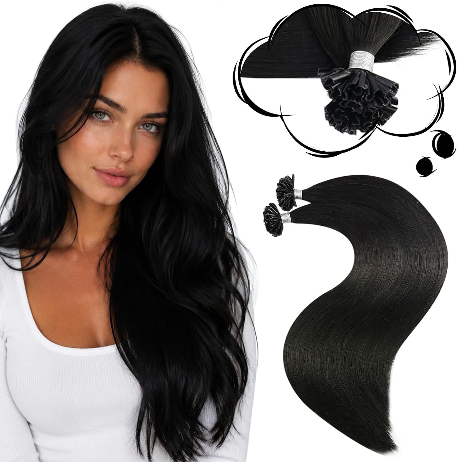 Moresoo Haarverlängerung Echthaar Bondings Extensions Echthaar Bondings