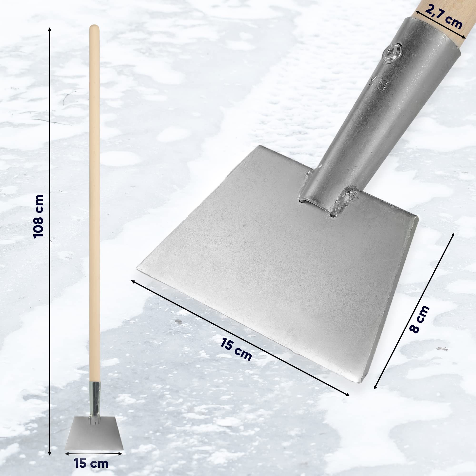 KADAX Ice Scraper Made Of Reinforced Steel, Long Handle Wood Ice Scraper, Ice Scraper, Ice Scraper For Garden, Ice Scraper (Width 21 Cm - View #2